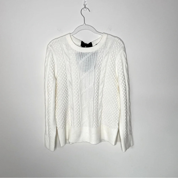 TALBOTS SATIN BOW CABLE KNIT PULLOVER Feminine cabin core holiday party - Picture 2 of 12